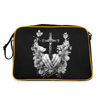 jesus bibel christliche religion christliches kreuz christlich - Retro Tasche - Schwarz/Gold - Hinten