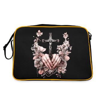 jesus bibel christliche religion christliches kreuz christlich - Retro Tasche - Schwarz/Gold - Hinten