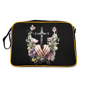 jesus bibel christliche religion christliches kreuz christlich - Retro Tasche - Schwarz/Gold - Hinten