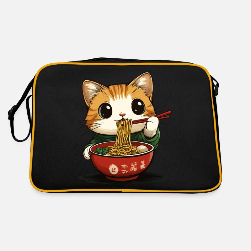 Drôle de chat avec des ramen Sac Retro
