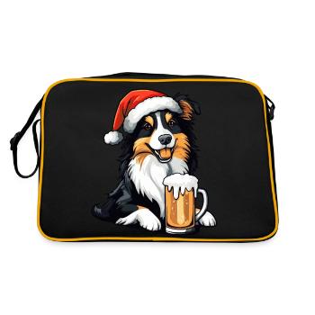 Border Collie Dog Bière de Noël - Sac Retro - noir/or - Dos