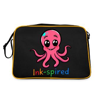 Pink Octopus Cartoon Standing with Arms Extended - Retro Bag - black/gold - Back