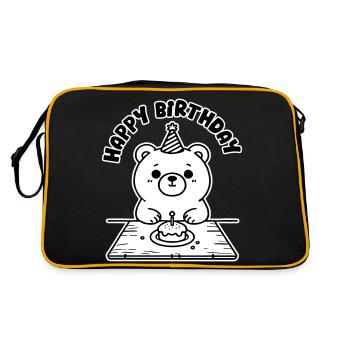 Ours d’anniversaire ayant du gâteau - Happy Birthday Design - Sac Retro - noir/or - Dos