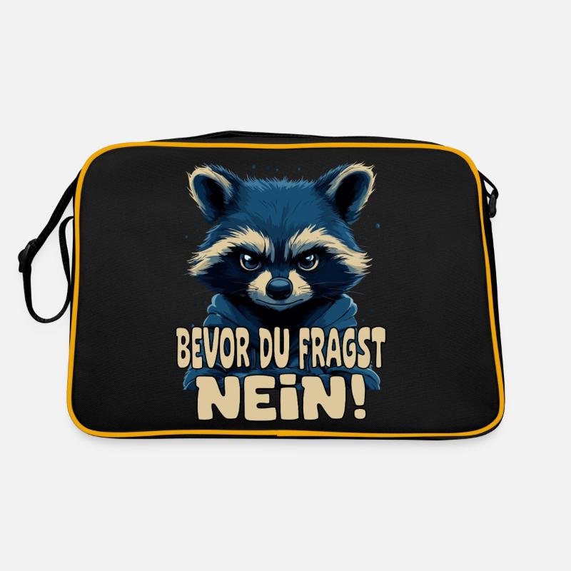 Lustiger Waschbär mit Spruch - Retro Tasche - Schwarz/Gold