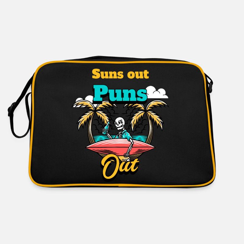 Sonnen raus Wortspiele raus - Retro Tasche - Schwarz/Gold