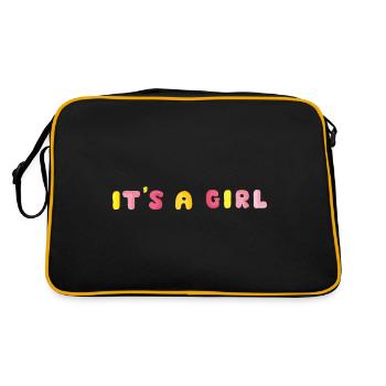 Es ist ein Mädchen - Retro Tasche - Schwarz/Gold - Hinten