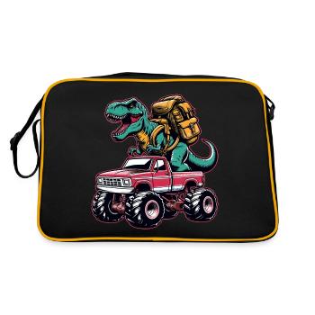 Dino Monster Truck Back to School Enrollment - Retro Bag - black/gold - Back