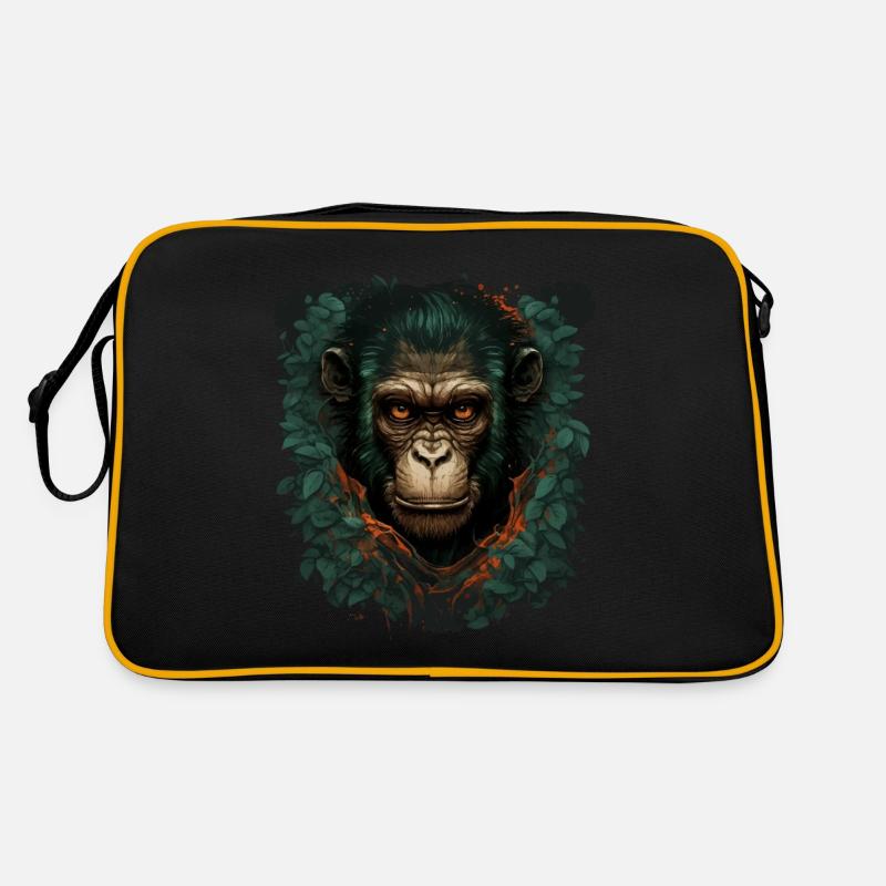Der Schimpanse - Retro Tasche - Schwarz/Gold