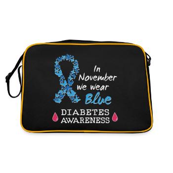 In November we wear blue, Diabetes Awareness - Retro Bag - black/gold - Back