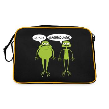 Lustige Frösche | Quark, Magerquark, Cartoon - Retro Tasche - Schwarz/Gold - Hinten