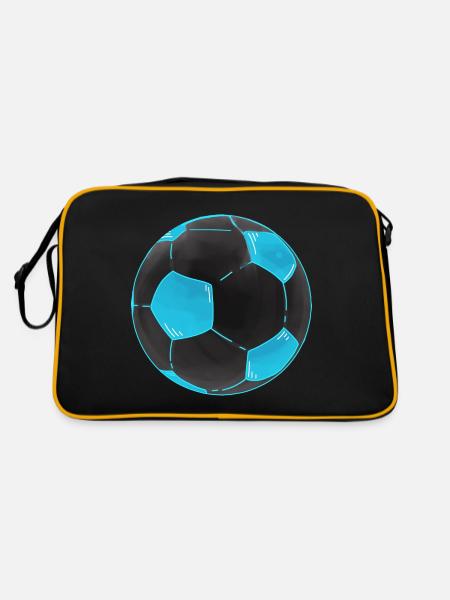 Fußball Schwarz Blau Coole Fußbälle Sticker - Retro Tasche - Schwarz/Gold - Hinten