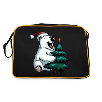 Ours polaire de Noël : entre sapins et étoiles - Sac Retro - noir/or - Dos