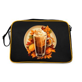 Herbstlicher Eiskaffee mit Kürbis-Aroma - Retro Tasche - Schwarz/Gold - Hinten