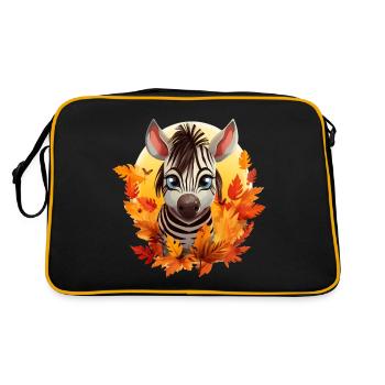 Zebra in Autumn: Foliage & Sunset - Retro Bag - black/gold - Back