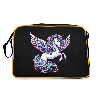 Angel Gliding: Unicorn with Celestial Wings - Retro Bag - black/gold - Back