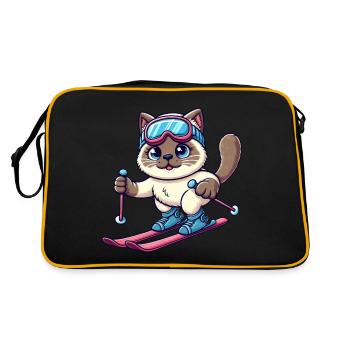 Siamese Cat Ski Holiday Skier - Retro Bag - black/gold - Back