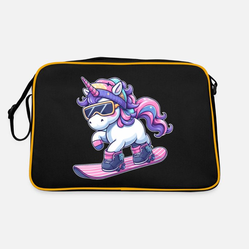 Einhorn Snowboard Winterzauber Retro Tasche