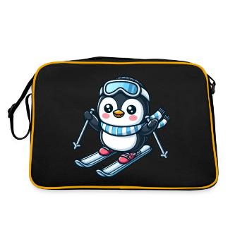 Pingouin skieur sports d’hiver aventure - Sac Retro - noir/or - Dos