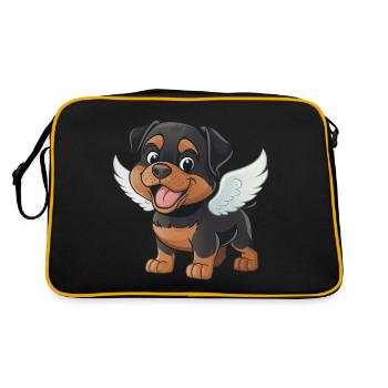 Dessin animé mignon d’ange Rottweiler - Sac Retro - noir/or - Dos