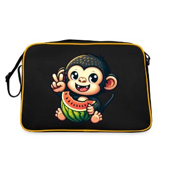 Chimpanzé à la pastèque et melon miel - Sac Retro - noir/or - Dos