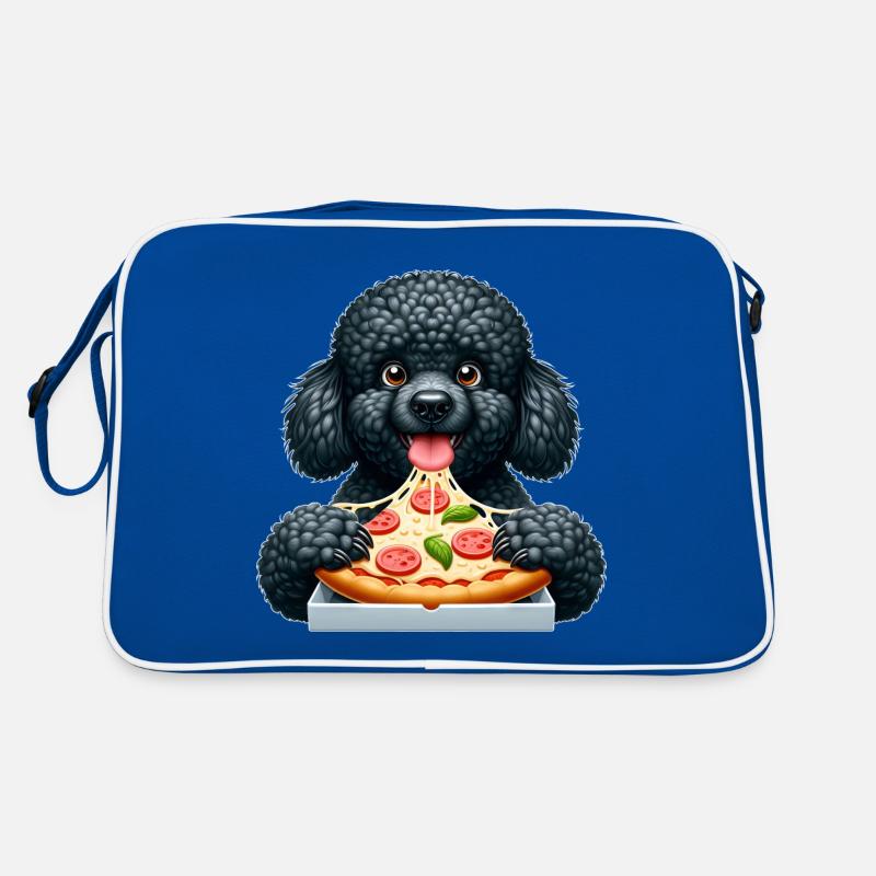 Le caniche noir aime la pizza drôle de chien Sac Retro