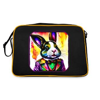 Lapin fou coloré dans un style steampunk - Sac Retro - noir/or - Dos