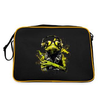Cool frog with sunglasses and headphones - Retro Bag - black/gold - Back