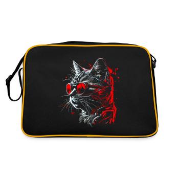 Chat steampunk futuriste cool, lunettes rouges - Sac Retro - noir/or - Dos