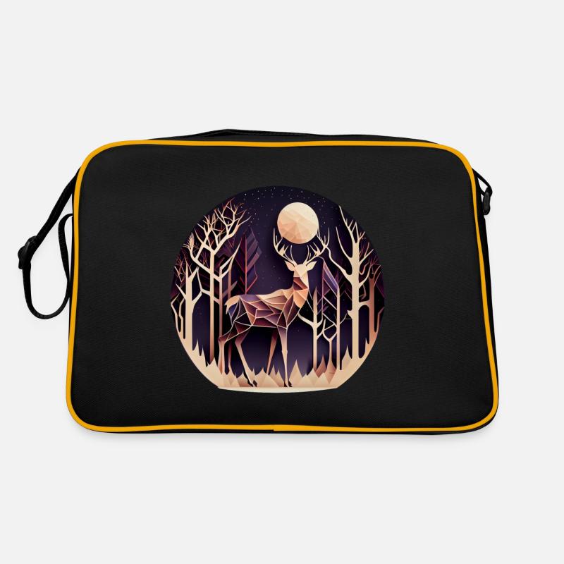 Deer with moon in the forest with trees - Papercut Retro Bag