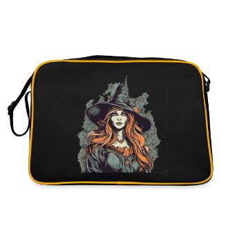 Dark beautiful witch / Wicca with red hair - Retro Bag - black/gold - Back