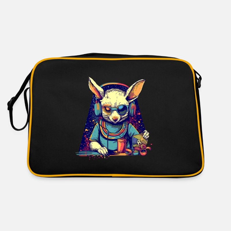 Cooler Hase als DJ mit kaputter Sonnenbrille Retro Tasche