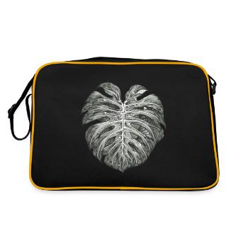 Surrealist Monstera Leaf, Plant Motif - Retro Bag - black/gold - Back