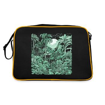 Jungle Motiv Hellgrün - Retro Tasche - Schwarz/Gold - Hinten