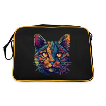 Visage de chat psychédélique aux motifs colorés - Sac Retro - noir/or - Dos