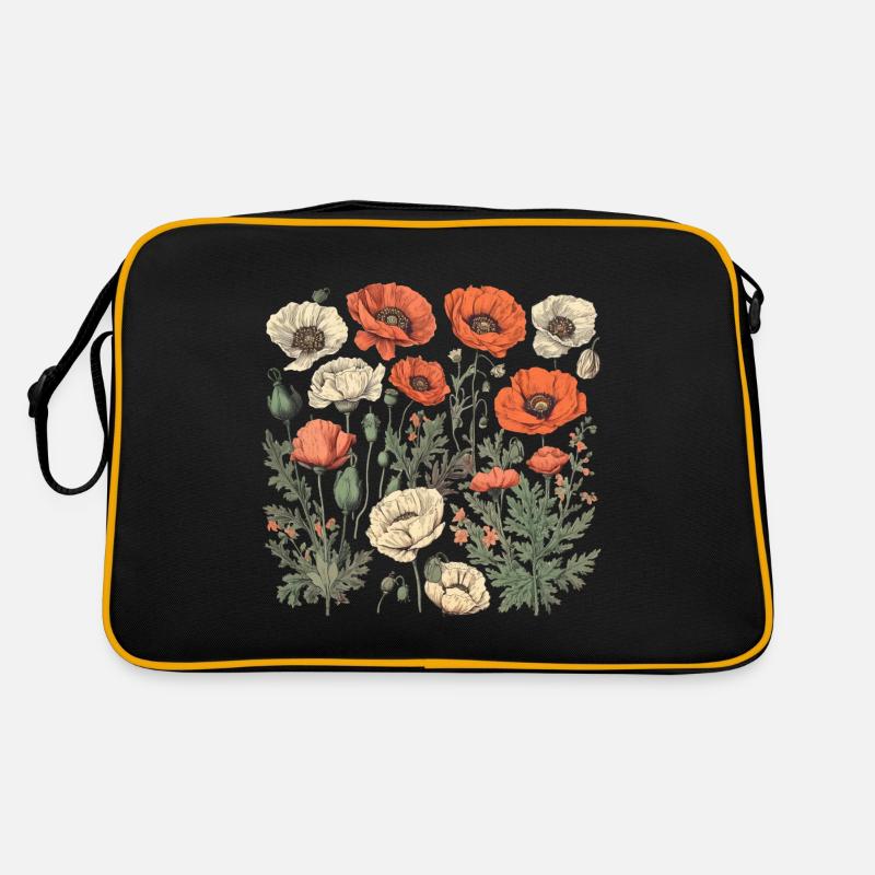 Wunderschönes Boho Mohn Herbarium Bouquet Retro Tasche