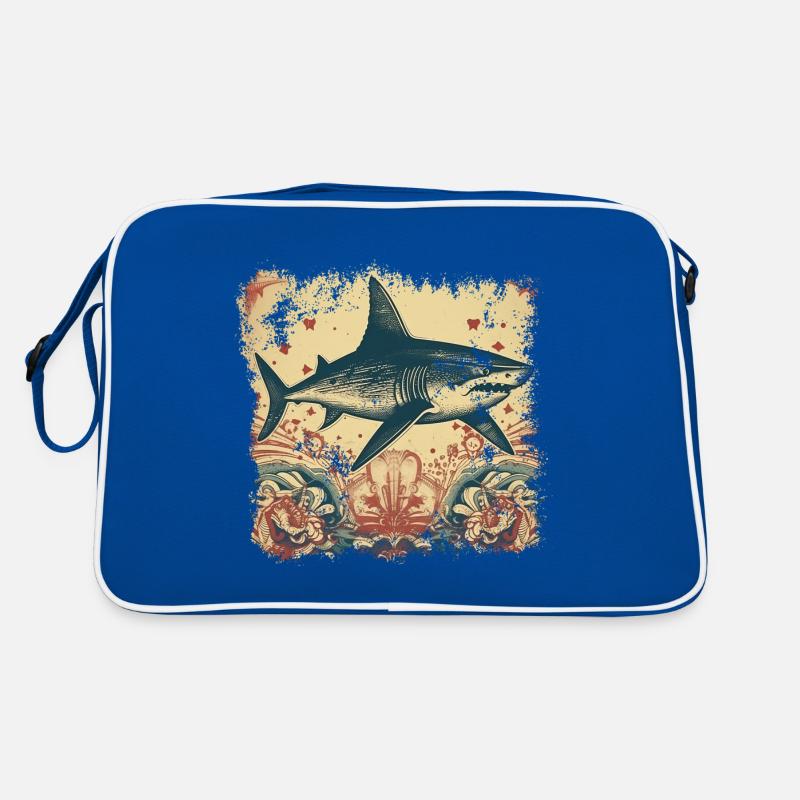 Cool retro shark with 50s patterns Retro Bag