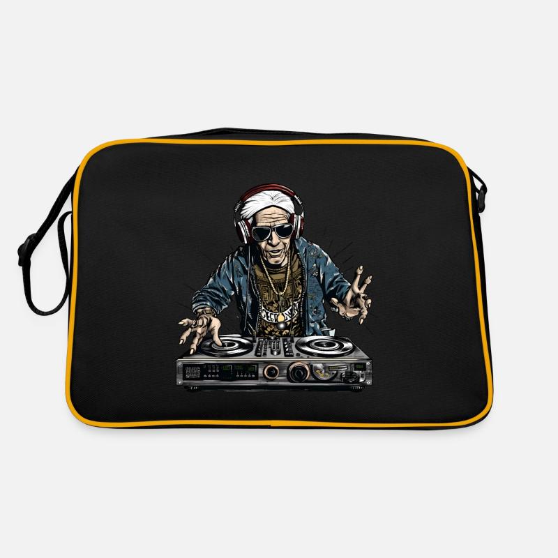 Cooler Best-Ager Mann als DJ, Alter Mann als DJ - Retro Tasche - Schwarz/Gold