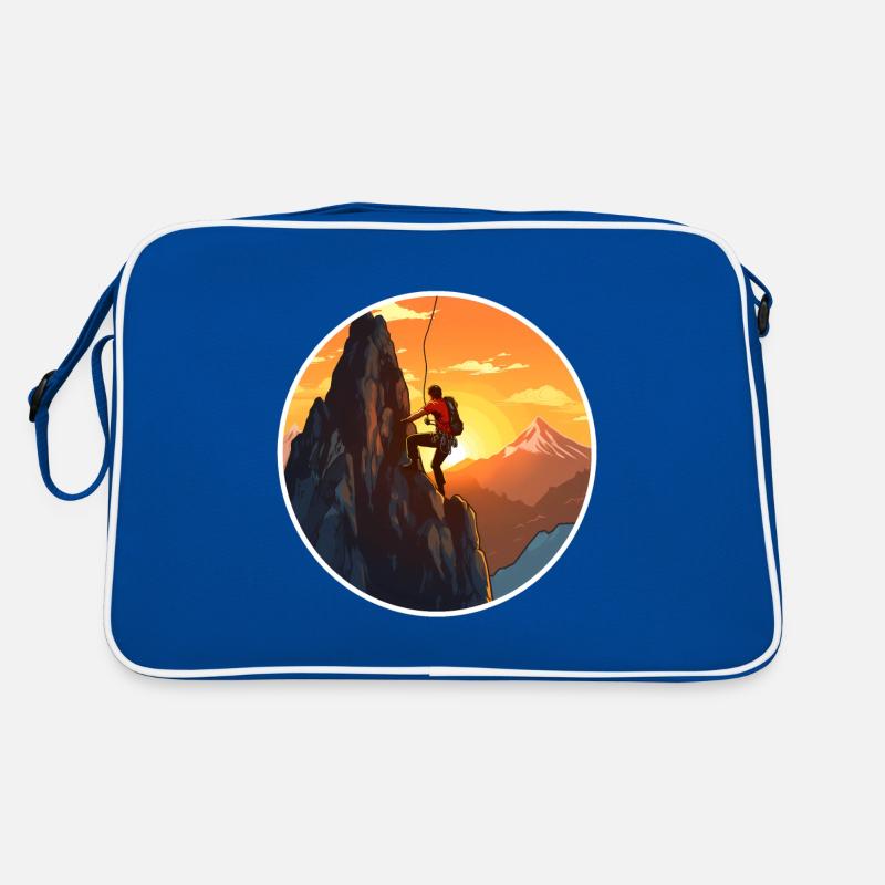 Alpiniste devant le coucher du soleil - conception d’escalade Sac Retro