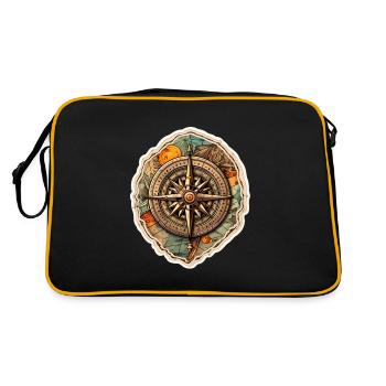 Retro compass on world map - Retro Bag - black/gold - Back