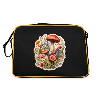 Art bohème avec des champignons et des fleurs - Sac Retro - noir/or - Dos