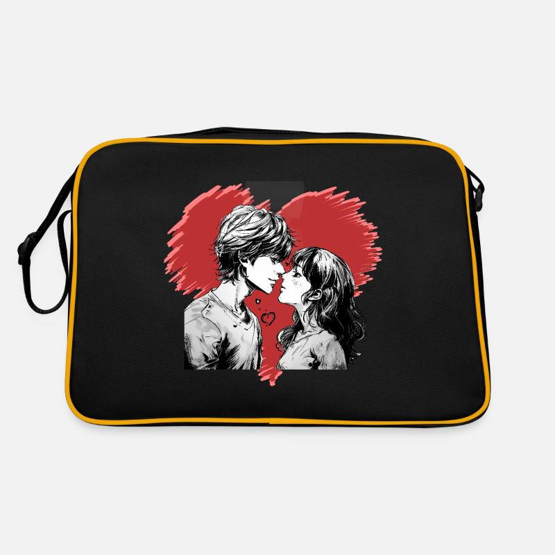 Verliebtes Manga-Pärchen Retro Tasche