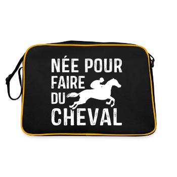 Née pour faire du Cheval, Cadeau équitation - Sac Retro - noir/or - Dos