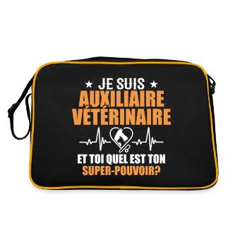 Veterinary Assistant Profession Animal Dog Cat - Retro Bag - black/gold - Back