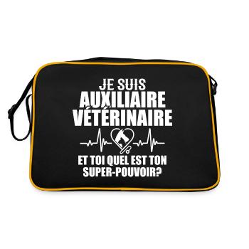 Veterinary Assistant Profession Animal Dog Cat - Retro Bag - black/gold - Back