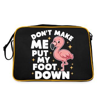 Flamingo Tier Rosa - Retro Tasche - Schwarz/Gold - Hinten