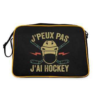 Ich kann nicht, ich habe eine originelle Hockey-Geschenkidee - Retro Tasche - Schwarz/Gold - Hinten
