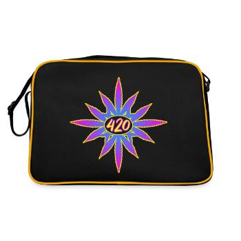 420 Cannabis - Hanf - Marihuana - Weed - Marijuana - Retro Tasche - Schwarz/Gold - Hinten