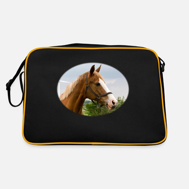 Horse. Pferd. - Retro Tasche - Schwarz/Gold