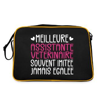 Souvent imitée Meilleure assistante vétérinaire - Sac Retro - noir/or - Dos