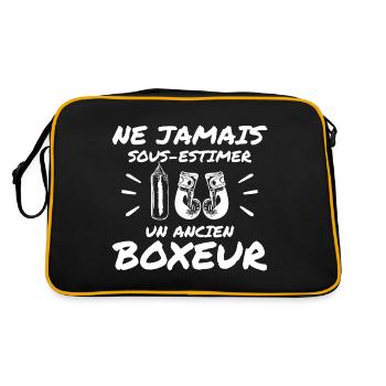 Jamais sous-estimer un ancien boxeur humour sport - Sac Retro - noir/or - Dos